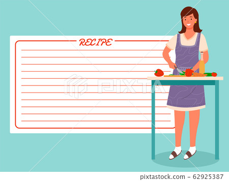 Woman Cut Vegetables, Cook with Recipe from Book Woman Cut Vegetables, Cook with Recipe from Book 62925387