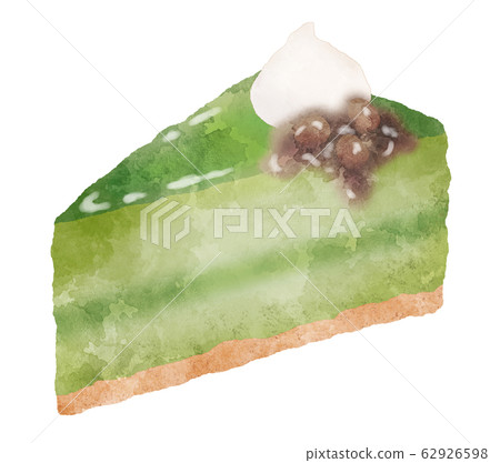 Matcha cake watercolor illustration material Matcha cake watercolor illustration material 62926598