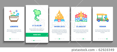 Thailand National Onboarding Elements Icons Set Vector Thailand National Onboarding Elements Icons Set Vector 62928349