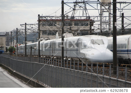 Sanyo Kyushu Shinkansen N700 series train parked at the Okayama branch of the Hakata General Rolling Stock Center 62928678