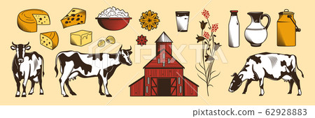 Milk Farm Color Horizontal Set Milk Farm Color Horizontal Set 62928883