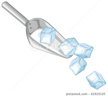 Metal spoon with lots of ice on white background 62929195