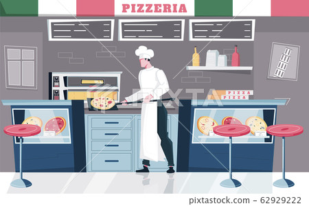 Pizzeria Indoor Flat Composition 62929222