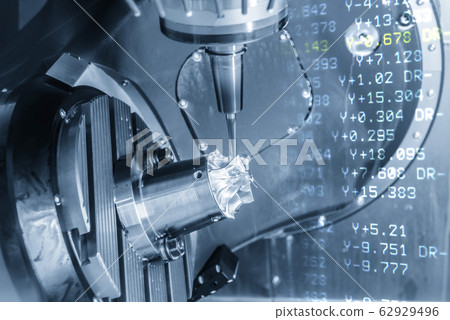 The abstract scene of  5-axis CNC milling machine.  62929496