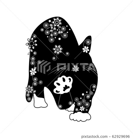 The cat's illustration is decorated with "Kuru Kuru Uzumaki" and "Flowers" The cat's illustration is decorated with "Kuru Kuru Uzumaki" and "Flowers" 62929696