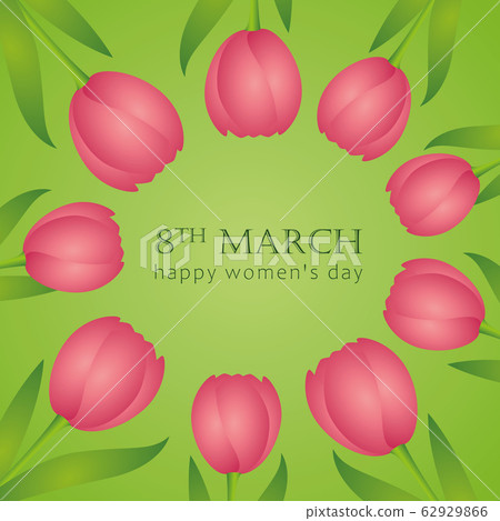 8th march womens day pink tulips circle border greeting card 8th march womens day pink tulips circle border greeting card 62929866