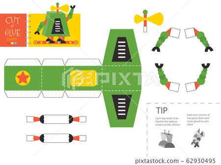 Cut and glue robot toy vector illustration Cut and glue robot toy vector illustration 62930495