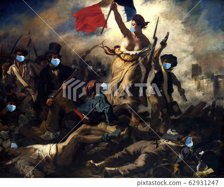 Painting of the French Revolution with medical masks. Painting of the French Revolution with medical masks. 62931247
