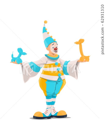 Circus clown in costume with balloon animals Circus clown in costume with balloon animals 62931310