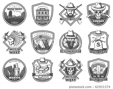 Wild West icons, American Western and cowboy Wild West icons, American Western and cowboy 62931374
