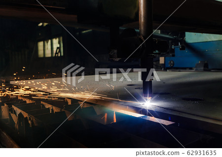 Plasma cutting of metal with a cnc. 62931635