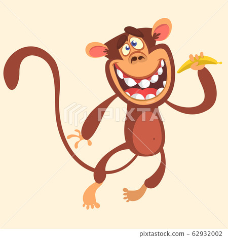 Cartoon monkey holding banana Cartoon monkey holding banana 62932002