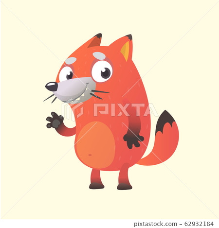 Cute funny fox waving hand and get excited 62932184