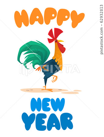 Funny  cartoon rooster. 62932813