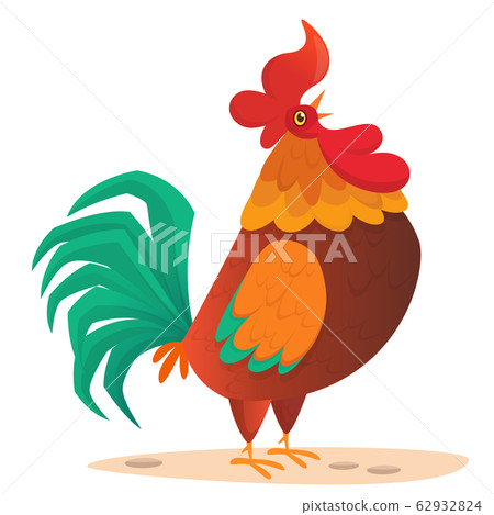 Fat cartoon rooster. Colorful vector illustration 62932824