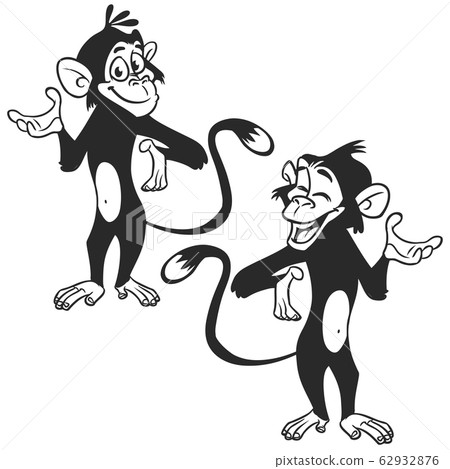 Cartoon funny chimpanzee monkey outlines 62932876