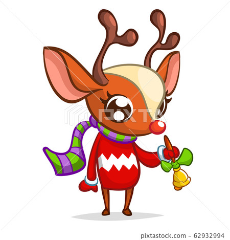 Christmas cartoon reindeer in Santa Claus hat Christmas cartoon reindeer in Santa Claus hat 62932994