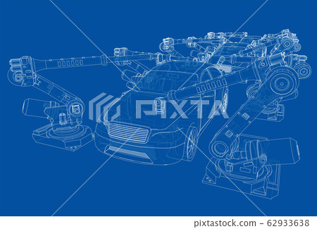Assembly of motor vehicle. Vector 62933638