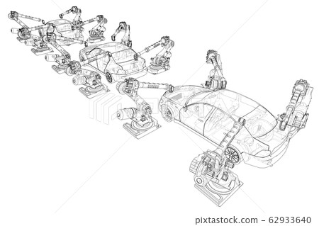Assembly of motor vehicle. Vector 62933640