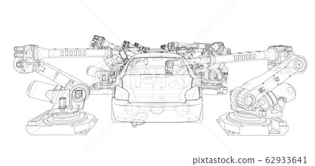 Assembly of motor vehicle. Vector Assembly of motor vehicle. Vector 62933641
