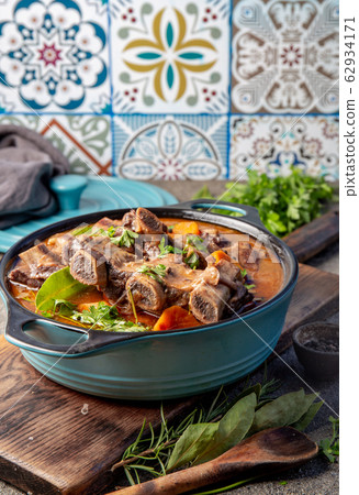 Beef ribs Bourguignon. Beef ribs stewed with Beef ribs Bourguignon. Beef ribs stewed with 62934171