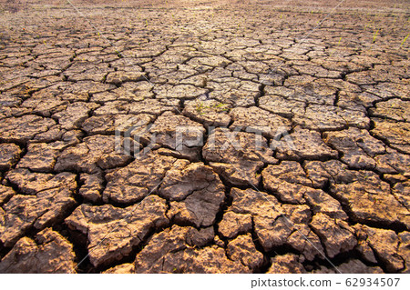 The fields are arid and cracked because of lack of water. Drought crisis in Isan, Thailand, Southeast Asia 62934507