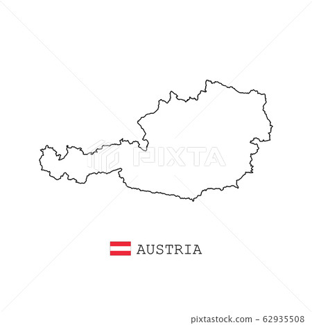 Austria map line, linear thin vector. Austria simple map and flag. 62935508
