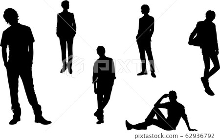 A cool men's pose silhouette in the image of the city. Title material. vector 62936792
