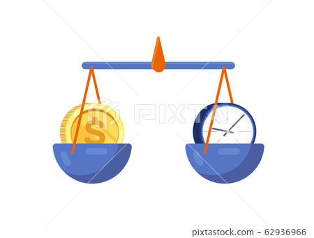 Time is money concept. Cartoon round clock and Time is money concept. Cartoon round clock and 62936966