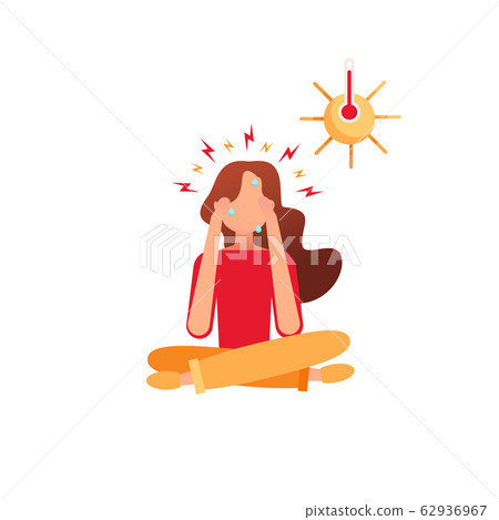 A young girl sits in a lotus position and holds on 62936967