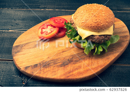 fresh tasty homemade hamburger with fresh 62937826