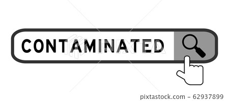 Search box with word contaminated and hand icon over magnifier on white background Search box with word contaminated and hand icon over magnifier on white background 62937899