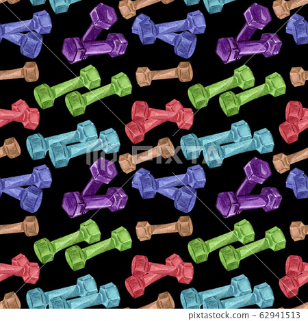 Watercolor seamless pattern of gym, sport or Watercolor seamless pattern of gym, sport or 62941513