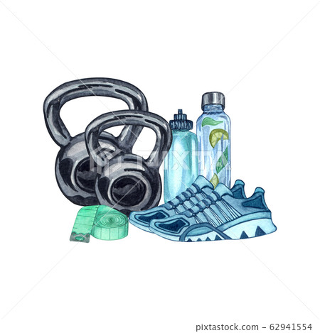 Watercolor illustration of different equipment for Watercolor illustration of different equipment for 62941554