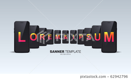 Many smartphones stand in a row on a white background 62942796