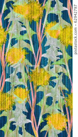 Seamless pattern with dandelions on navy background. Fancy print with flowers. 62942797