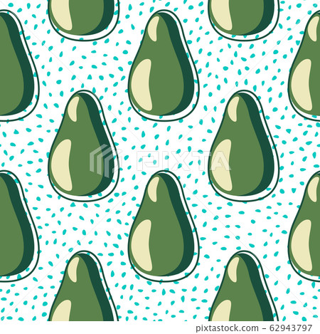 Avocado seamless pattern on dots background. Avocado seamless pattern on dots background. 62943797