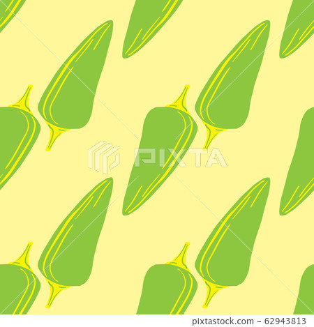 Green bell pepper seamless pattern on yellow 62943813