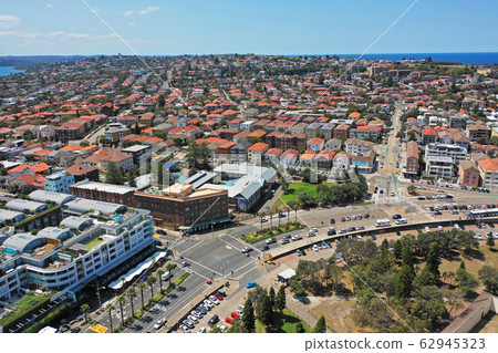 From the sky over Bondi Beach Road 62945323