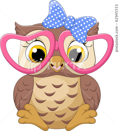 Cute little owl girl wearing pink glasses Cute little owl girl wearing pink glasses 62945553