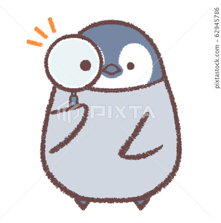 Magnifying glass penguin chick 62945786