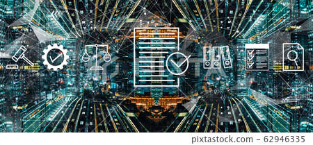 Compliance concept with abstract night cityscape 62946335