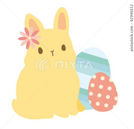 Easter eggs with rabbit and eggs sitting 62946812