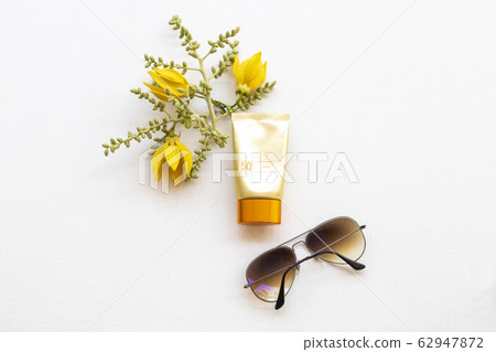 sunscreen spf50  cosmetics health care for skin face with sunglasses of lifestyle woman 62947872