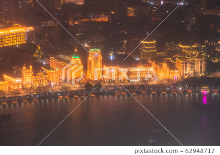 <Shanghai> Night view of the Bund, Shanghai Concession and skyscrapers 62948717