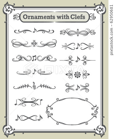 Set of elegant decorative ruled material using musical notes 62950681