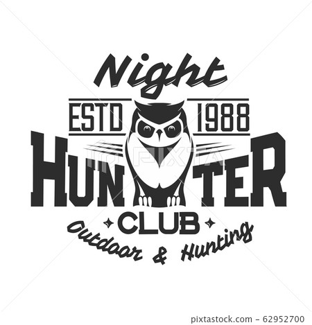 Hunter club t-shirt print, wild owl bird Hunter club t-shirt print, wild owl bird 62952700