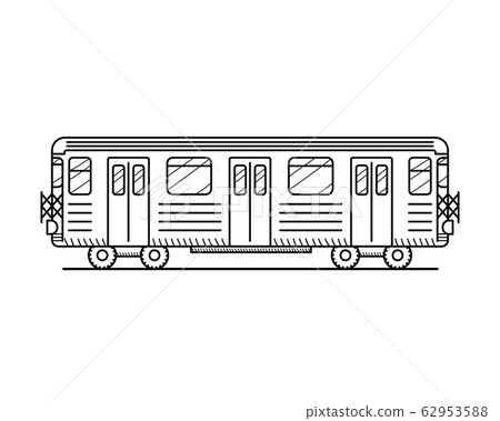 Metro wagon for passenger travel, model underground train coloring line  icon. Railroad travel and railway moving on city. Train public transport  side view. Vector outline illustration 29238819 Vector Art at Vecteezy