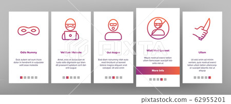 Robber Crime Onboarding Icons Set Vector Robber Crime Onboarding Icons Set Vector 62955201