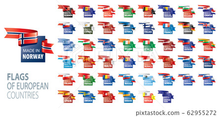 Set of flags of Europe. Vector illustration 62955272